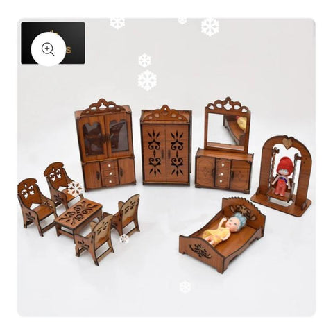 Luxury Wooden Doll House Furniture Set