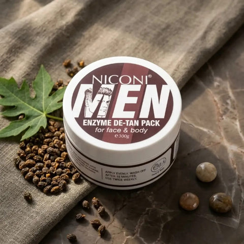 NI MEN Enzyme De-Tan Pack for Face & Body – Tan Removal & Skin Brightening (300g)
